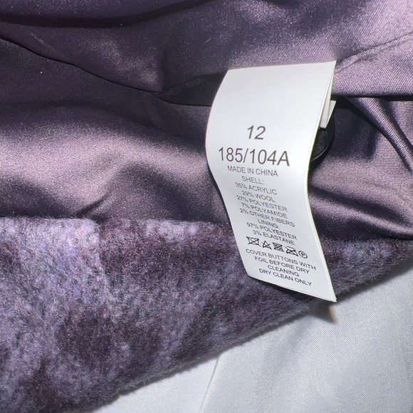 Kate Spade  Womens Sz 12 new York Purple Brushed Leopard Peacoat Coat Soft 226 - Picture 8 of 13